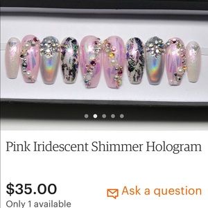 Pink iridescent shimmer hologram nails